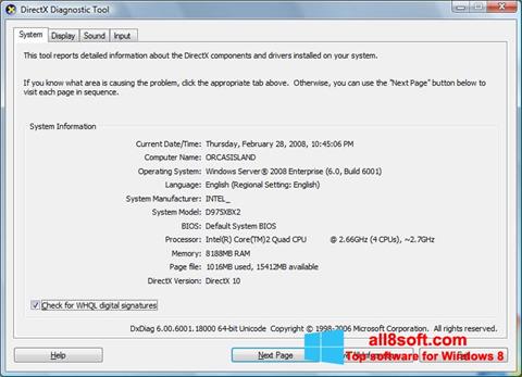 Skärmdump DirectX för Windows 8