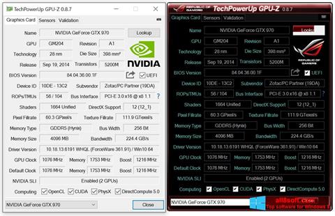 Skärmdump GPU-Z för Windows 8