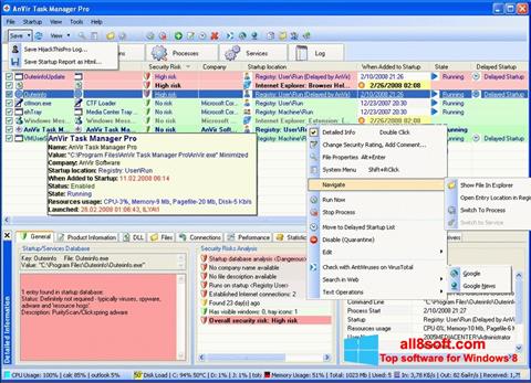 Skärmdump AnVir Task Manager för Windows 8