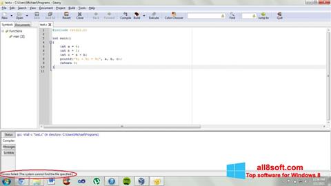 Skärmdump Geany för Windows 8