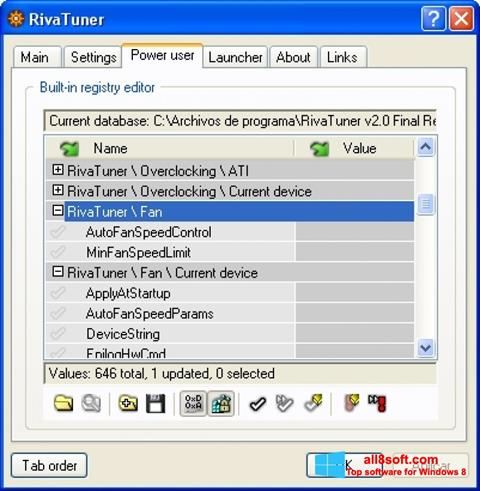 Skärmdump RivaTuner för Windows 8