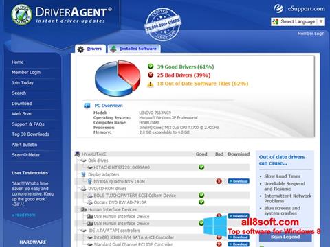 Skärmdump DriverAgent för Windows 8