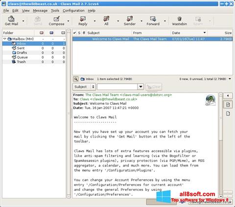 Skärmdump Claws Mail för Windows 8