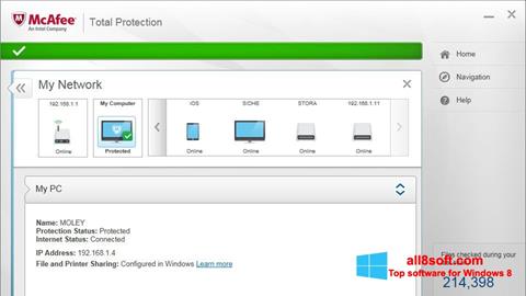 Skärmdump McAfee Total Protection för Windows 8