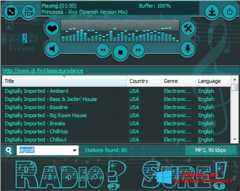 Skärmdump RadioSure för Windows 8