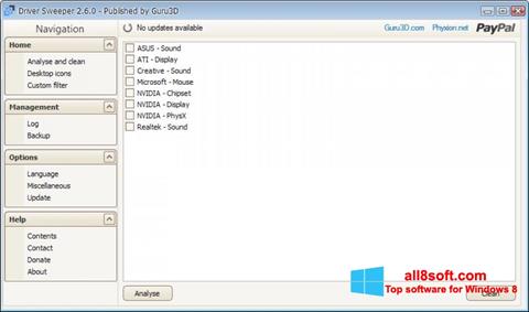 Skärmdump Driver Sweeper för Windows 8