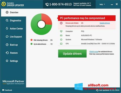 Skärmdump Auslogics Driver Updater för Windows 8