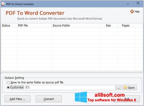 Skärmdump PDF to Word Converter för Windows 8