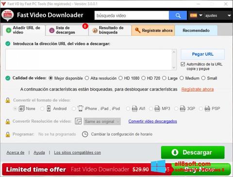 Skärmdump Fast Video Downloader för Windows 8
