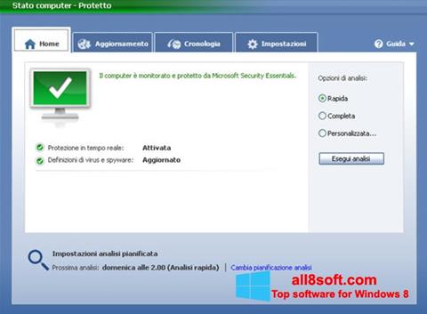 Skärmdump Microsoft Security Essentials för Windows 8