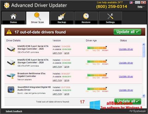 Skärmdump Advanced Driver Updater för Windows 8