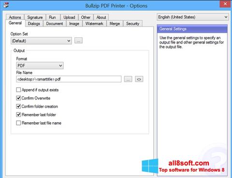 Skärmdump BullZip PDF Printer för Windows 8