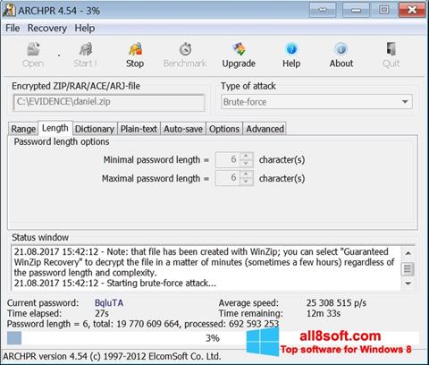 Skärmdump Advanced Archive Password Recovery för Windows 8