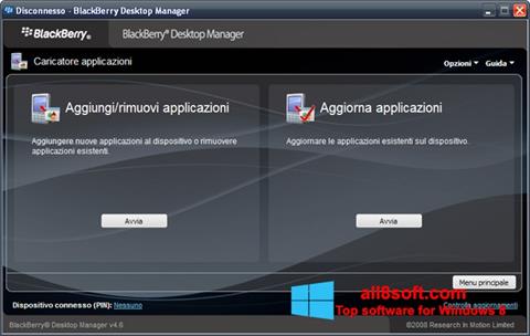 Skärmdump BlackBerry Desktop Manager för Windows 8