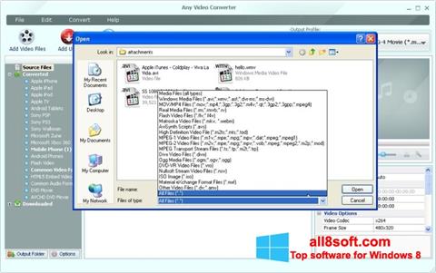 Skärmdump Any Video Converter för Windows 8