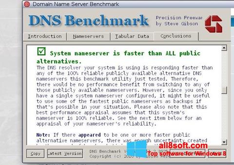 Skärmdump DNS Benchmark för Windows 8