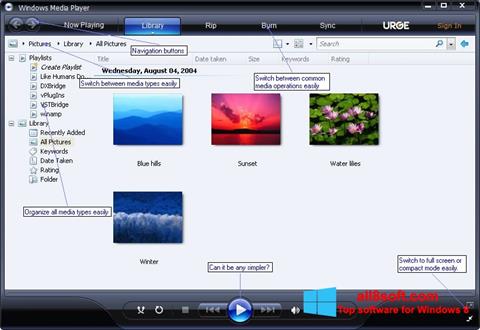 Skärmdump Media Player för Windows 8