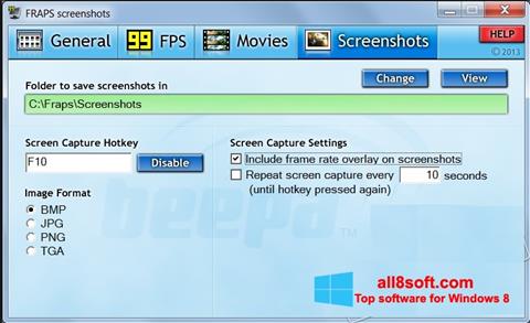 Skärmdump Fraps för Windows 8