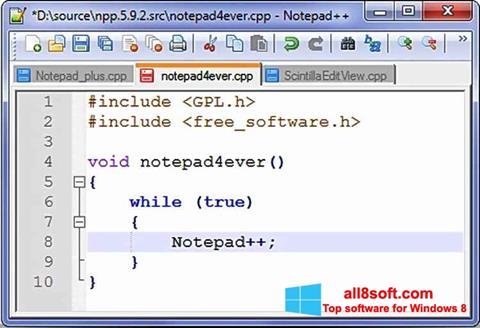 Skärmdump Notepad++ för Windows 8