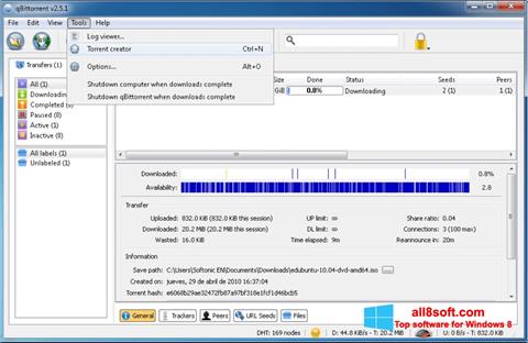 Skärmdump qBittorrent för Windows 8