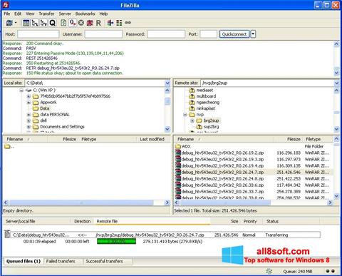 Skärmdump FileZilla för Windows 8