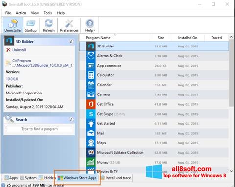 Skärmdump Uninstall Tool för Windows 8