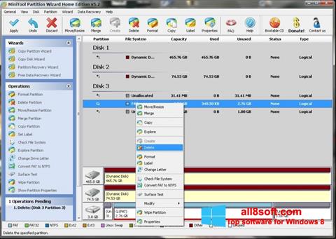 Skärmdump MiniTool Partition Wizard för Windows 8