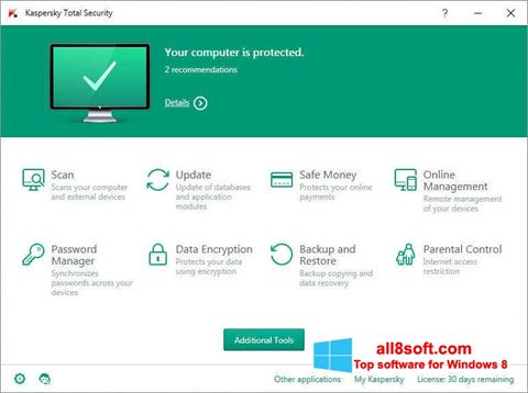 Skärmdump Kaspersky Total Security för Windows 8