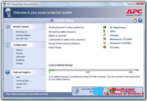 Skärmdump PowerChute Personal Edition för Windows 8