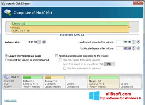 Skärmdump Acronis Disk Director Suite för Windows 8