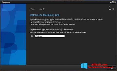 Skärmdump BlackBerry Link för Windows 8
