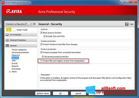 Skärmdump Avira Professional Security för Windows 8