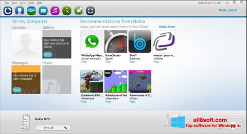 Skärmdump Nokia PC Suite för Windows 8