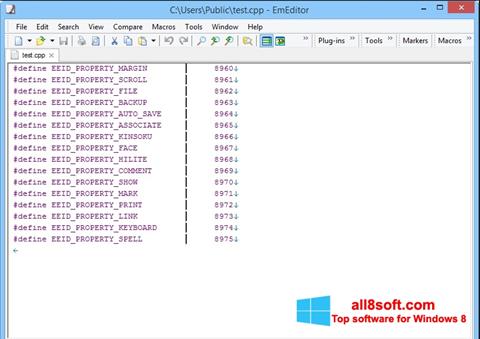 Skärmdump EmEditor för Windows 8