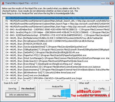 Skärmdump HijackThis för Windows 8