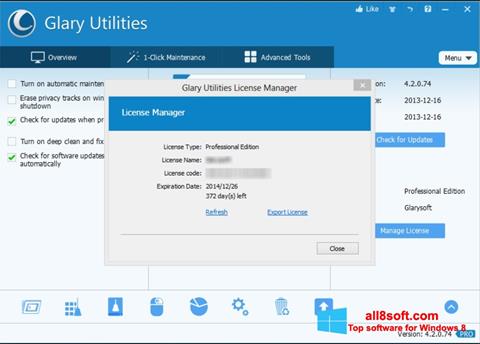 Skärmdump Glary Utilities för Windows 8
