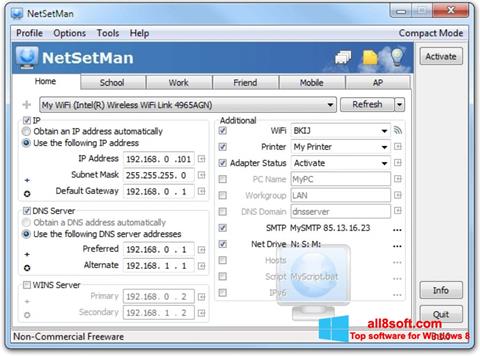 Skärmdump NetSetMan för Windows 8