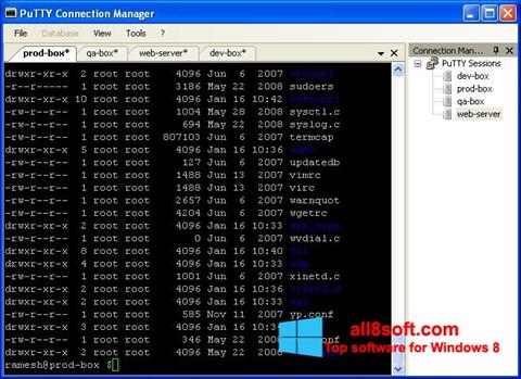 Skärmdump PuTTY Connection Manager för Windows 8