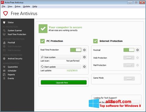 Skärmdump Avira Free Antivirus för Windows 8