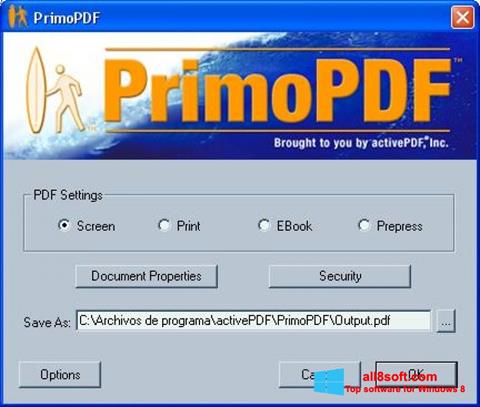 Skärmdump PrimoPDF för Windows 8