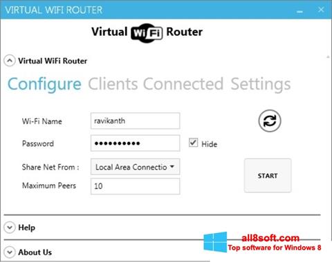 Skärmdump Virtual WiFi Router för Windows 8