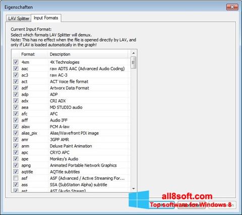 Skärmdump Combined Community Codec Pack för Windows 8