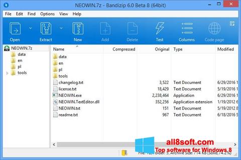Skärmdump Bandizip för Windows 8