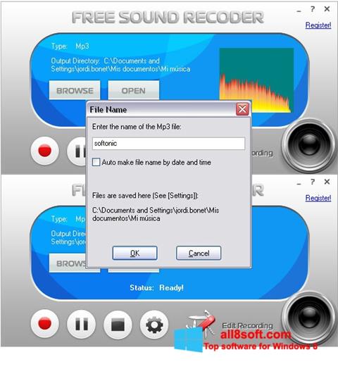 Skärmdump Free Sound Recorder för Windows 8