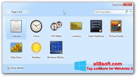 Skärmdump 8GadgetPack för Windows 8