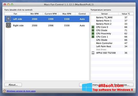 Skärmdump Macs Fan Control för Windows 8