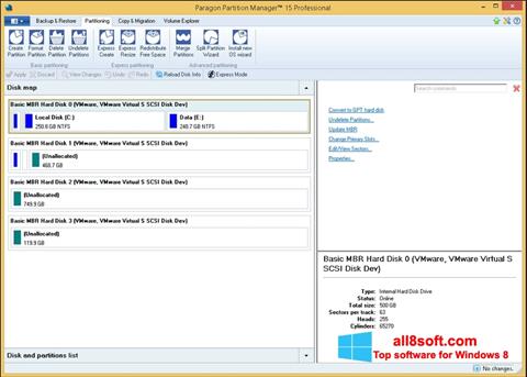 Skärmdump Paragon Partition Manager för Windows 8