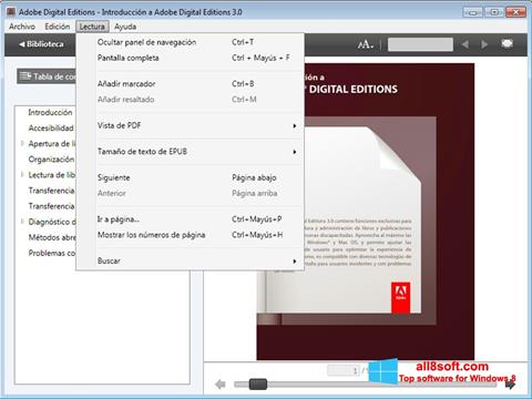 Skärmdump Adobe Digital Editions för Windows 8