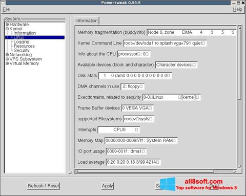 Skärmdump PowerTweak för Windows 8