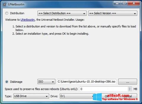 Skärmdump UNetbootin för Windows 8